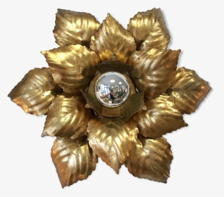 Wall Light Golden Metal Flower To Leaf   Src Https - Artificial Flower, HD Png Download, Transparent PNG